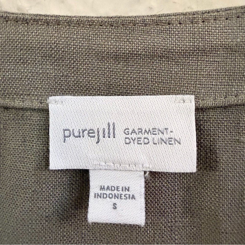 J Jill linen open ruffle hem greenish gray jacket - Picture 6 of 8